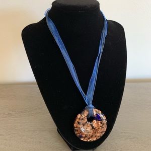 NWT Italian Murano Glass Royal Blue Necklace